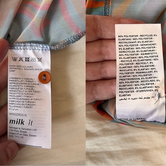 Milk It Retro Psychedelic Print Mesh Button-Up Crop Top S - Picture 10 of 10